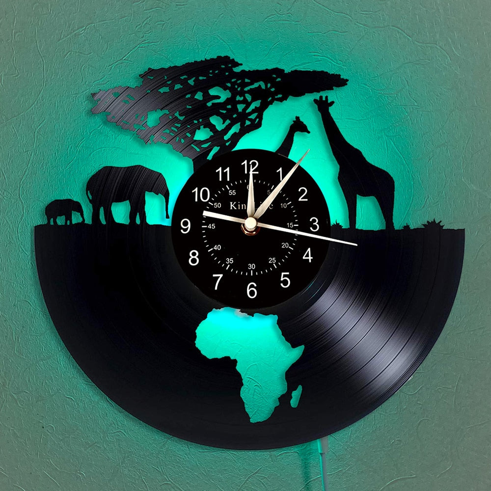 Africa Safari Vinyl Record Wall Clock
